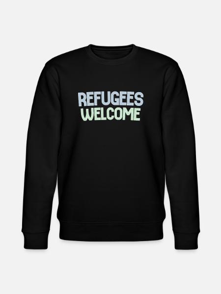 Refugees welcome retro - Stanley/Stella CHANGER Unisex Organic Sweatshirt - black