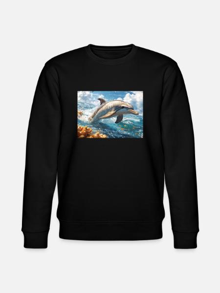 Springender Delfin Tümmler Meeressäuger - Stanley/Stella Unisex Bio-Sweatshirt CHANGER - Schwarz