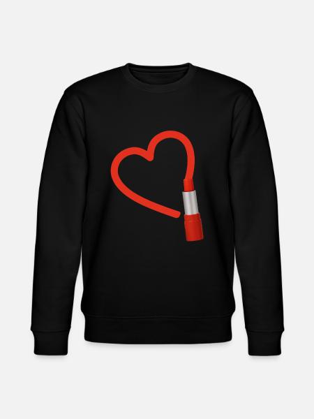 Rouge à lèvres rouge avec cœur - Sweat bio CHANGER Stanley/Stella Unisexe - noir