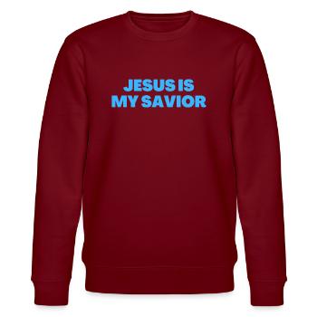 Jesus ist mein Erlöser - Christliche Zitate - Stanley/Stella Unisex Bio-Sweatshirt CHANGER  - Burgunderrot - Vorne - Nik (191cm) & Marisol (170cm)