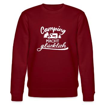 Camping macht glücklich - Stanley/Stella Unisex Bio-Sweatshirt CHANGER  - Burgunderrot - Vorne - Nik (191cm) & Marisol (170cm)