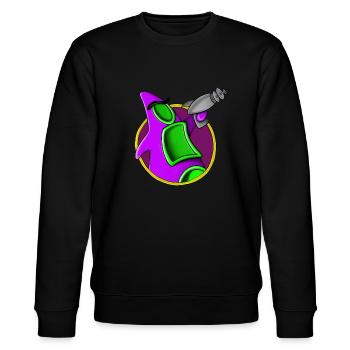 Purpur Alien mit Tentakel - Stanley/Stella Unisex Bio-Sweatshirt CHANGER  - Schwarz - Vorne - Nik (191cm) & Marisol (170cm)