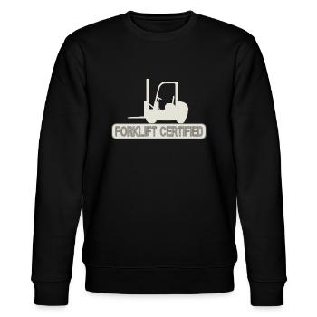 Forklift Certified Forklift Slogan Gift - Stanley/Stella CHANGER Unisex Organic Sweatshirt - black - Front - Nik (191cm) & Marisol (170cm)