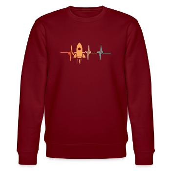 Raketen-Herzschlag - Stanley/Stella Unisex Bio-Sweatshirt CHANGER  - Burgunderrot - Vorne - Nik (191cm) & Marisol (170cm)