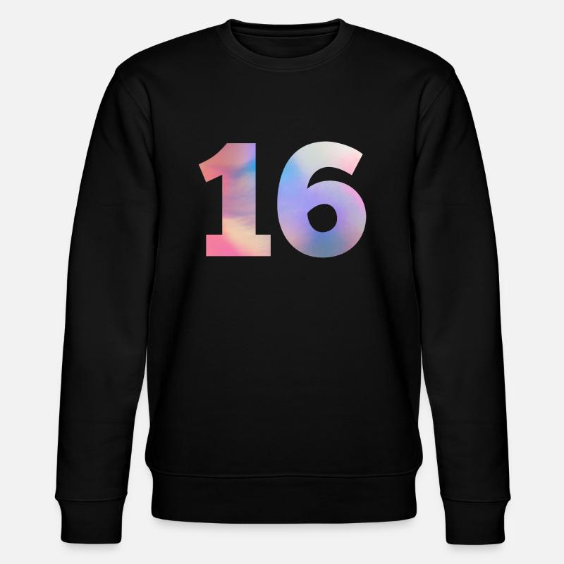 Bunte Zahl 16 - Stanley/Stella Unisex Bio-Sweatshirt CHANGER  - Schwarz