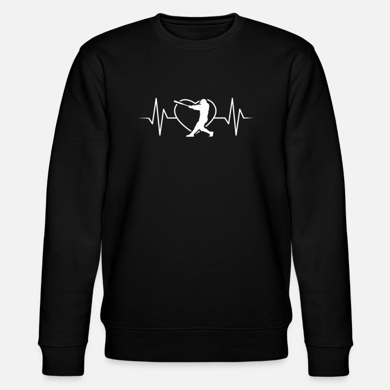Baseball Heartbeat - Stanley/Stella CHANGER Unisex Organic Sweatshirt - black