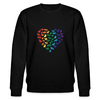 Tierliebe - Regenbogen Herz - Stanley/Stella Unisex Bio-Sweatshirt CHANGER  - Schwarz - Vorne - Nik (191cm) & Marisol (170cm)