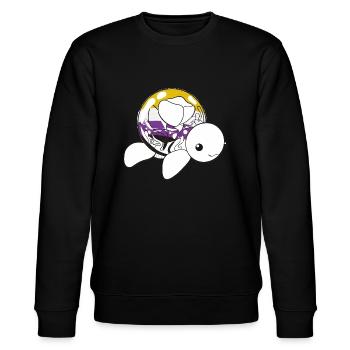 Non binary turtle - Stanley/Stella CHANGER Unisex Organic Sweatshirt - black - Front - Nik (191cm) & Marisol (170cm)
