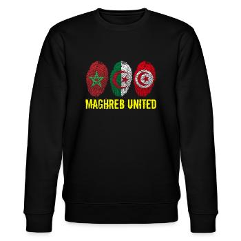 MAGHREB UNITED المغرب - Stanley/Stella Unisex Bio-Sweatshirt CHANGER  - Schwarz - Vorne - Nik (191cm) & Marisol (170cm)