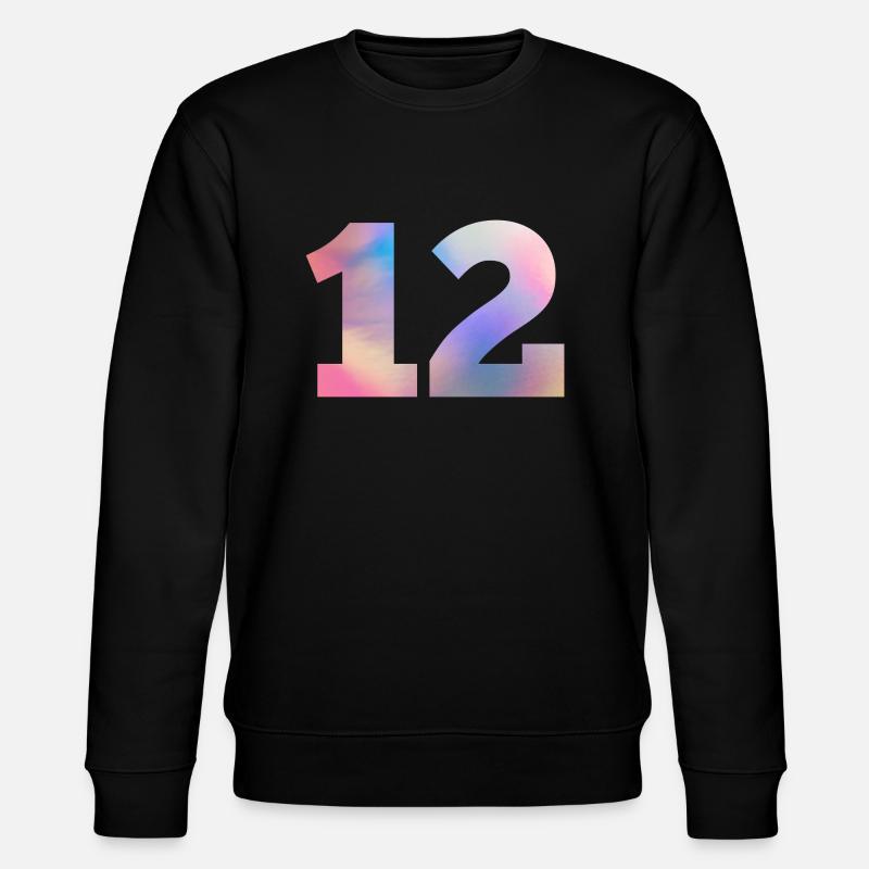 Bunte Zahl 12 - Stanley/Stella Unisex Bio-Sweatshirt CHANGER  - Schwarz