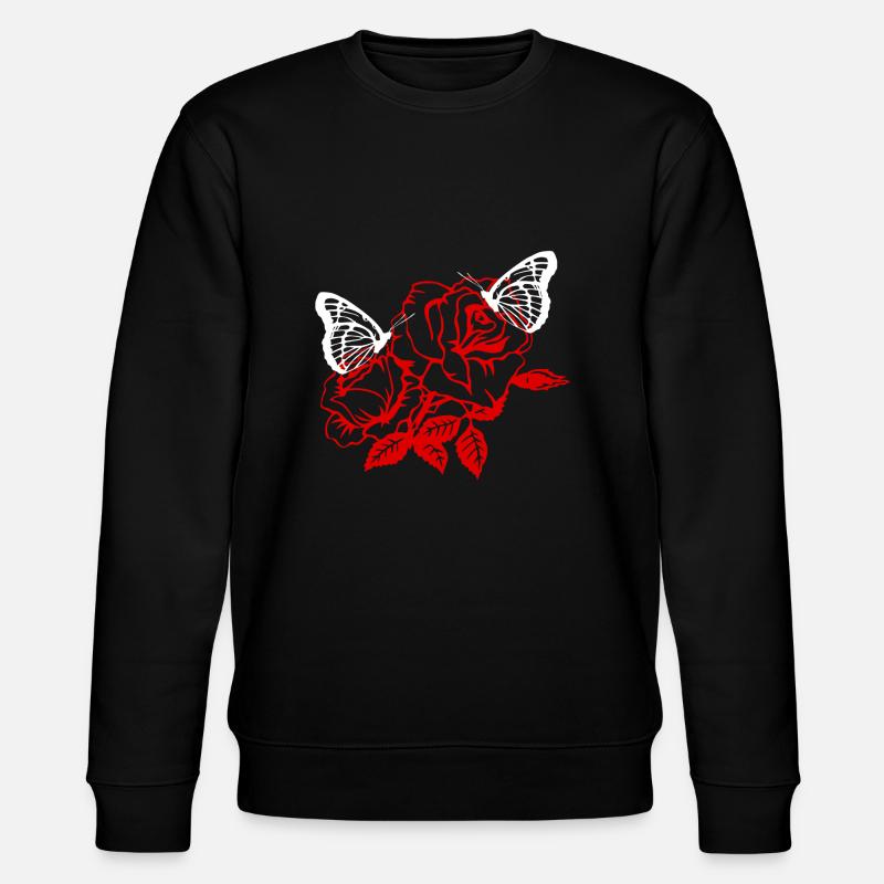 Rose Schmetterling Rose Butterfly - Stanley/Stella Unisex Bio-Sweatshirt CHANGER  - Schwarz