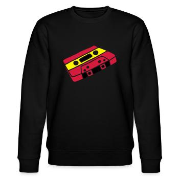 Musikkassette Tonband Music cassette tape retro - Stanley/Stella Unisex Bio-Sweatshirt CHANGER  - Schwarz - Vorne - Nik (191cm) & Marisol (170cm)