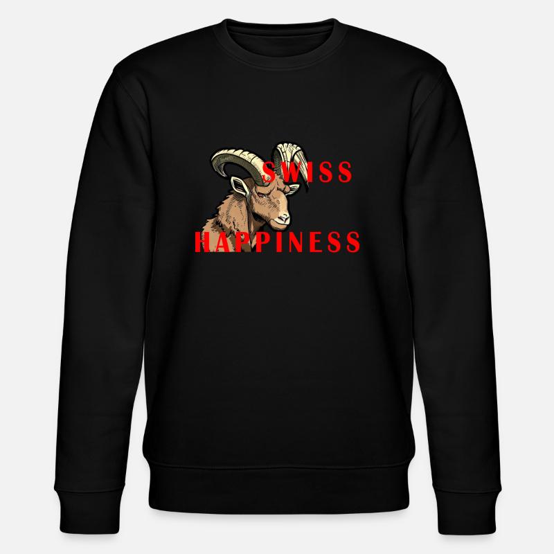 Steinbock Swiss Happiness - Stanley/Stella Unisex Bio-Sweatshirt CHANGER  - Schwarz