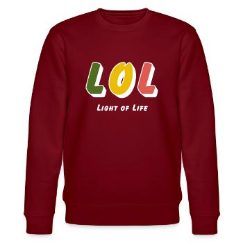 LOL - Light of Life - Stanley/Stella CHANGER Unisex Organic Sweatshirt - burgundy - Front - Nik (191cm) & Marisol (170cm)