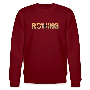 Rowing Essence: Single Scull Typography Art - Stanley/Stella CHANGER Unisex Organic Sweatshirt - burgundy - Front - Nik (191cm) & Marisol (170cm)