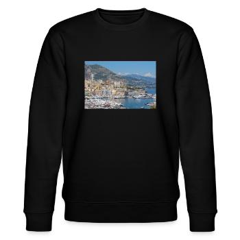 Monaco Stadthafen Küste - Stanley/Stella Unisex Bio-Sweatshirt CHANGER  - Schwarz - Vorne - Nik (191cm) & Marisol (170cm)