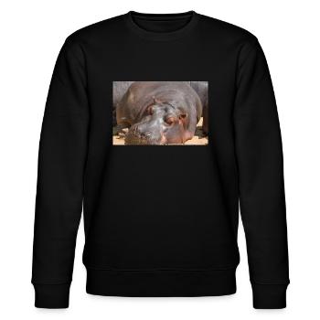 Nilpferd Flusspferd (Hippopotamus amphibius) Hippo - Stanley/Stella Unisex Bio-Sweatshirt CHANGER  - Schwarz - Vorne - Nik (191cm) & Marisol (170cm)