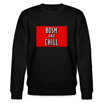BDSM and Chill poster - Stanley/Stella Unisex Bio-Sweatshirt CHANGER  - Schwarz - Vorne - Nik (191cm) & Marisol (170cm)