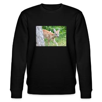 Deer Fawn (Capreolus capreolus, Reh, Kitz, Rehkitz - Stanley/Stella Unisex Bio-Sweatshirt CHANGER  - Schwarz - Vorne - Nik (191cm) & Marisol (170cm)