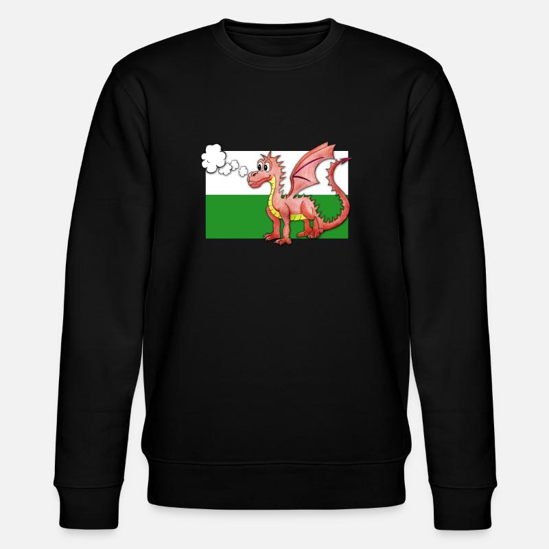 Puffing Welsh Dragon - Gregory - Stanley/Stella CHANGER Unisex Organic Sweatshirt - black