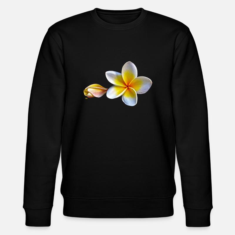 Weisse plumeria oder Frangipani Blume - Stanley/Stella Unisex Bio-Sweatshirt CHANGER  - Schwarz