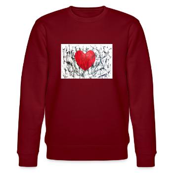 Coeur sous la pluie noire - Sweat bio CHANGER Stanley/Stella Unisexe - bordeaux - Devant - Nik (191cm) & Marisol (170cm)
