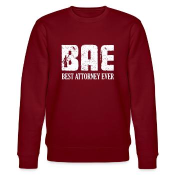 BAE Best Attorney Ever Advocate Lawyer - Stanley/Stella CHANGER Unisex Organic Sweatshirt - burgundy - Front - Nik (191cm) & Marisol (170cm)