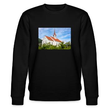 Eid kirke (Eid-Kirche) in Nordfjordeid Norwegen - Stanley/Stella Unisex Bio-Sweatshirt CHANGER  - Schwarz - Vorne - Nik (191cm) & Marisol (170cm)