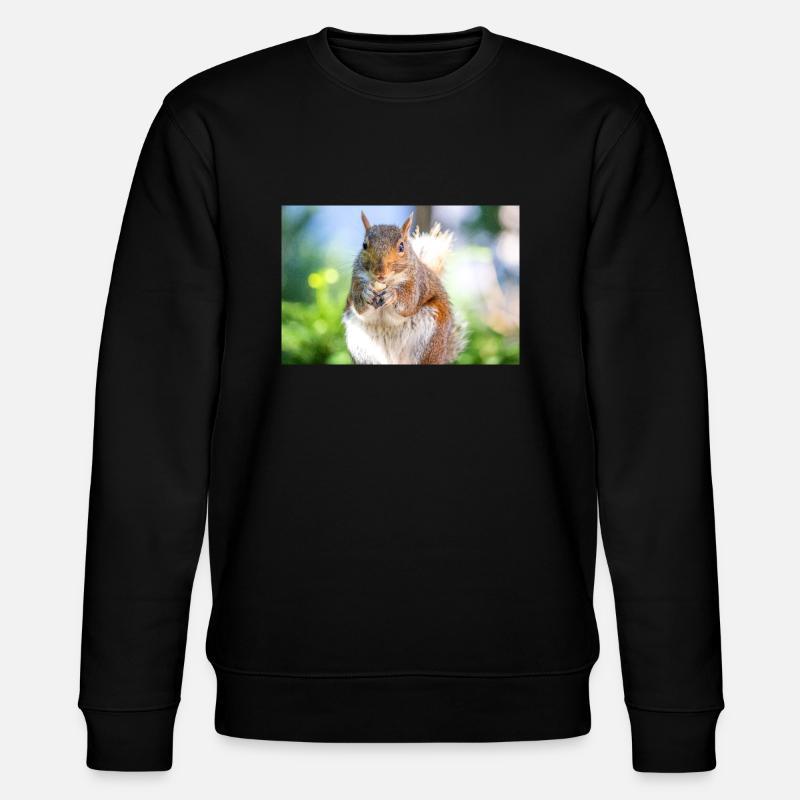 Eating Grey squirrel Grauhörnchen - Stanley/Stella CHANGER Unisex Organic Sweatshirt - black