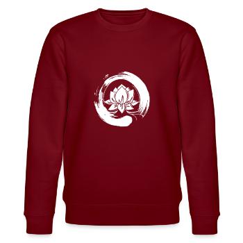 Enso Zen Lotus Yoga Meditation Symbol - Stanley/Stella Unisex Bio-Sweatshirt CHANGER  - Burgunderrot - Vorne - Nik (191cm) & Marisol (170cm)