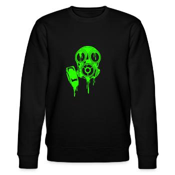 Gas Mask Mask Neon Horror Mask Scary T-Shirt - Stanley/Stella CHANGER Unisex Organic Sweatshirt - black - Front - Nik (191cm) & Marisol (170cm)