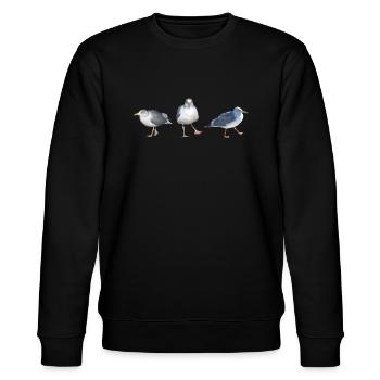freche Möwen Meer Strand Küste Nordsee Ostsee Sylt - Stanley/Stella Unisex Bio-Sweatshirt CHANGER  - Schwarz - Vorne - Nik (191cm) & Marisol (170cm)