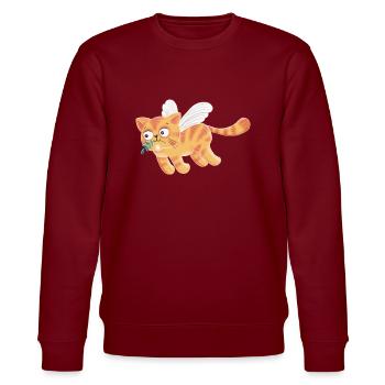 Chat de paix Leo vole pour la paix - Sweat bio CHANGER Stanley/Stella Unisexe - bordeaux - Devant - Nik (191cm) & Marisol (170cm)