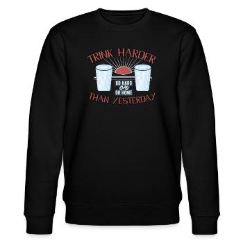 Trink harder than yesterday - Stanley/Stella Unisex Bio-Sweatshirt CHANGER  - Schwarz - Vorne - Nik (191cm) & Marisol (170cm)