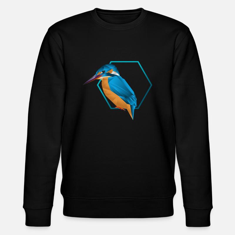 Low poly kingfisher / bird - Stanley/Stella CHANGER Unisex Organic Sweatshirt - black