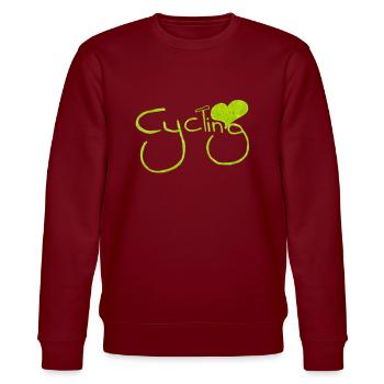 Radfahrer Radfahren BMX Fahrrad Sport Mountainbiken Hobby - Stanley/Stella Unisex Bio-Sweatshirt CHANGER  - Burgunderrot - Vorne - Nik (191cm) & Marisol (170cm)