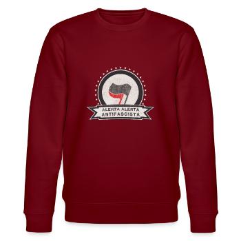 Antifa International antifascista alerta alerta - Stanley/Stella Unisex Bio-Sweatshirt CHANGER  - Burgunderrot - Vorne - Nik (191cm) & Marisol (170cm)