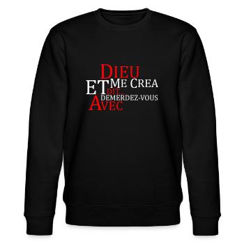 dieu me créa et dit... démerdez-vous avec - Stanley/Stella Unisex Bio-Sweatshirt CHANGER  - Schwarz - Vorne - Nik (191cm) & Marisol (170cm)