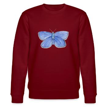 Schmetterling Blau - Stanley/Stella Unisex Bio-Sweatshirt CHANGER  - Burgunderrot - Vorne - Nik (191cm) & Marisol (170cm)
