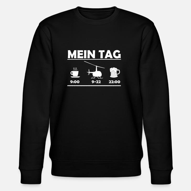 Mein Tag Hubschrauber - Stanley/Stella Unisex Bio-Sweatshirt CHANGER  - Schwarz