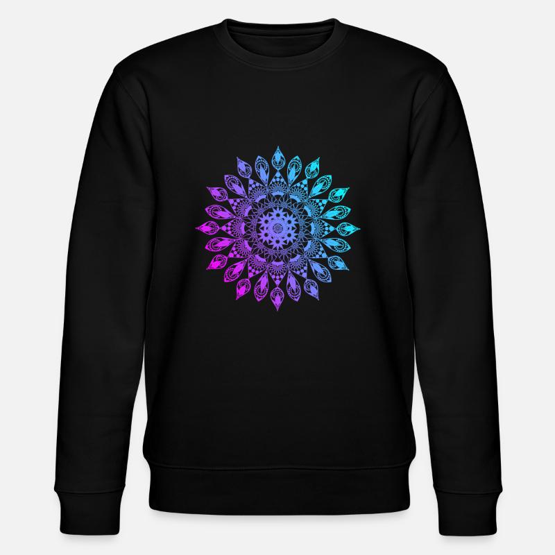 Mandala fleur rose violet turquoise - Sweat bio CHANGER Stanley/Stella Unisexe - noir