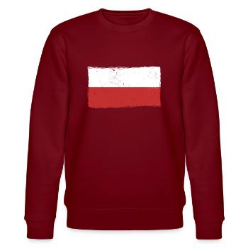 Poland Flag Vintage Polska Flag Used Look Krakow - Stanley/Stella CHANGER Unisex Organic Sweatshirt - burgundy - Front - Nik (191cm) & Marisol (170cm)