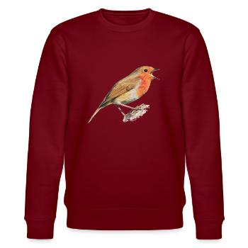 Redthroat Bird Robin - Stanley/Stella CHANGER Unisex Organic Sweatshirt - burgundy - Front - Nik (191cm) & Marisol (170cm)