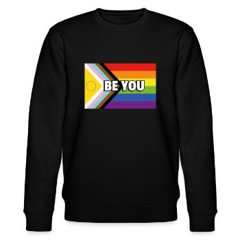 Inclusive Pride Progress Flag BE YOU - Stanley/Stella CHANGER Unisex Organic Sweatshirt - black - Front - Nik (191cm) & Marisol (170cm)