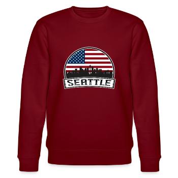 Seattle USA - Stanley/Stella Unisex Bio-Sweatshirt CHANGER  - Burgunderrot - Vorne - Nik (191cm) & Marisol (170cm)
