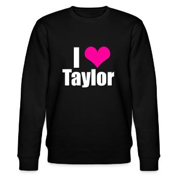 Ich liebe Taylor mit Herz, I heart Taylor - Stanley/Stella Unisex Bio-Sweatshirt CHANGER  - Schwarz - Vorne - Nik (191cm) & Marisol (170cm)