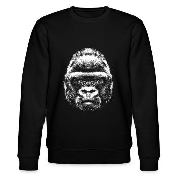 Gorilla - Kopf - Stanley/Stella Unisex Bio-Sweatshirt CHANGER  - Schwarz - Vorne - Nik (191cm) & Marisol (170cm)