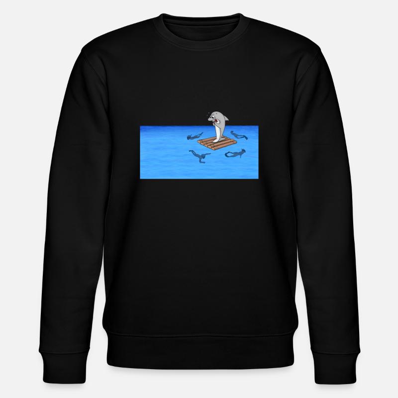 Hai auf Floß - Stanley/Stella Unisex Bio-Sweatshirt CHANGER  - Schwarz