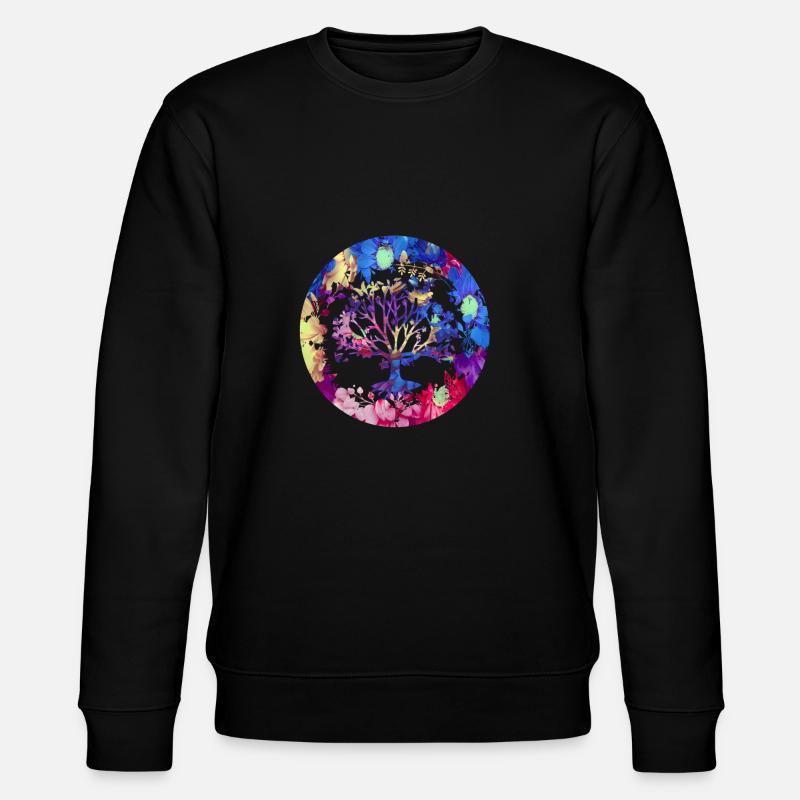 Arbre de Vie,Arbre de Vie,Fleurs,Coloré - Sweat bio CHANGER Stanley/Stella Unisexe - noir