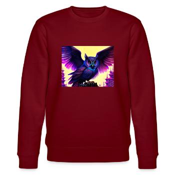 Eule - Stanley/Stella Unisex Bio-Sweatshirt CHANGER  - Burgunderrot - Vorne - Nik (191cm) & Marisol (170cm)